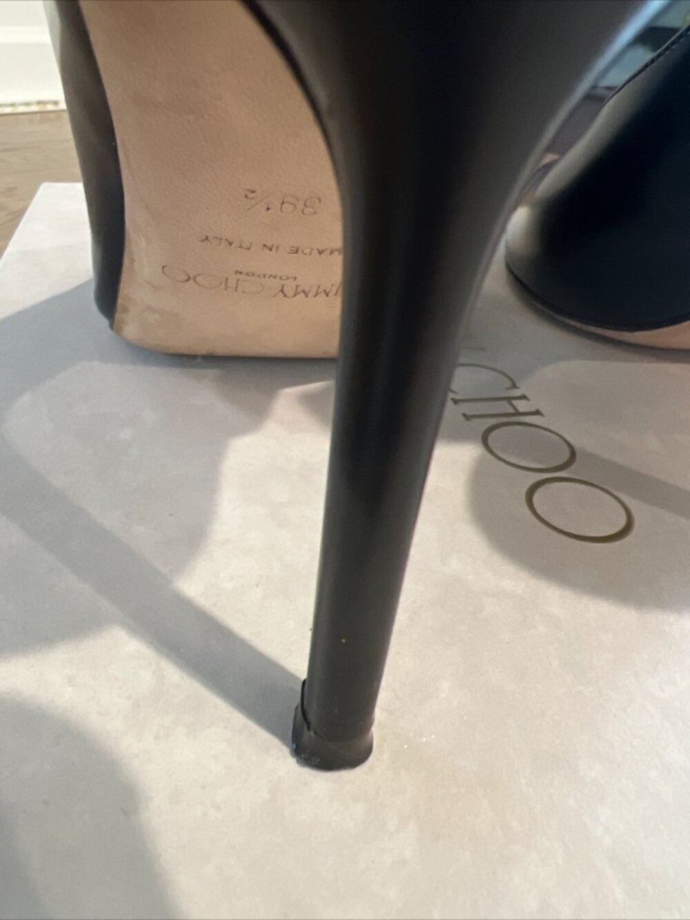 Jimmy Choo liquid Black Sling back Heels. Heel Height Approx 3inch - Picture 8 of 8